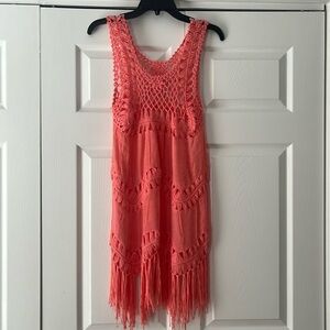 Ladies Peach Color crocheted Swimsuit cover up